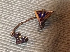 Vintage YMCA TRI HI Y Official Triangular Enamel Lapel Pin Rare 1940s picture