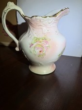 1915 Anchor Pottery Company With Pink Roses  Porcelain Pitcher picture