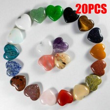 20PCS 20mm Natural Crystal Quartz Carved Heart shaped Healing Love Gemstone USA picture