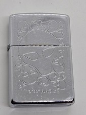 Rare Vintage 1997 ZIPPO Chrome Lighter AADLP with Alien Head Graphics A.A.D.L.P. picture