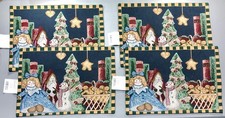 VTG 80s Christmas Placemats Set of 4 Made in USA 12X17.5 New Old Stock picture