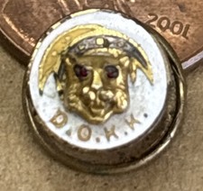 Vintage DOKK Knights of Khorassan Tiger Head Screwback Pin Knights of Pythias picture