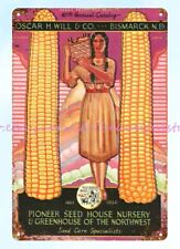 1930 seed corn Pioneer Seedhouse tin sign Nursery Greenhouses Northwest Oscar H. picture