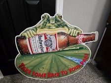 Vintage 1995 Budweiser With Frog On Lily Pad “Take Some Back To Your Pad” RARE picture