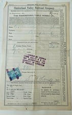 1901 Cumberland Valley Railroad Bill of Lading Hagerstown Table Co Alexandria VA picture