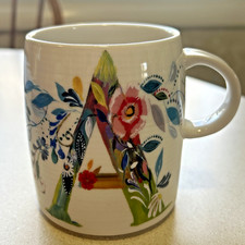 Anthropologie Petal Palette Monogram Letter A Initial Mug Starla Halfmann picture
