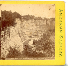 NEW YORK, Portage, High Cliff Below Middle Fall--Stereoview P52 picture
