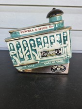 1968 Ezra Brooks Trolley Decanter Ceramic Teal Figure San Francisco SHIPS FREE picture