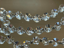 3.3 FEET CHANDELIER CRYSTAL BEAD CHAIN Prism Parts AAA 30% Lead K9 14mm Silver picture