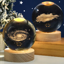 3D Crystal LED Light Solar System Ball Laser Engraved Planet Glass Cosmic Globe. picture