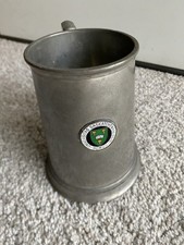 Vtg University of Saskatchewan Crest Beer Mug Birks Tankard Glass Bottom Pewter picture