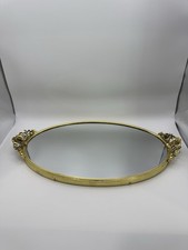 Vtg Stylebuilt Gold Oval Vanity Mirror Tray Hollywood Regency MCM Roses picture