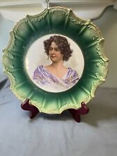 SIGNED VETTORI Vintage Lady Women Portrait Green Gold Plate picture