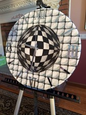 One of a Kind Handmade Resin Art Wall Clock Black White Optical Sphere Statement picture