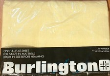 Vintage Sealed NOS Yellow Burlington Percale No Iron Full Flat Sheet Made in USA picture