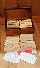 Vintage Recipes Hand Written & Cutouts 100's With Double Sided Wooden Recipe Box picture