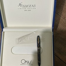 OMAS 360 Lucens Limited Edition Resin roller ball Pen Gold Trim Blue Ink picture