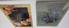 2 Antique Birthday Greetings Postcards Violets and Roses Gel Finish picture