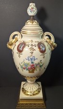 Vintage SEVRES Painted Cameos Gilded Porcelain Brass Pedestal Urn-style Vase 15