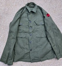NAMED Vintage 1940s Korean War 7th Infantry Division HBT Shirt Jacket Size 34R  picture