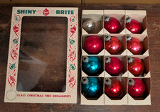 VTG Shiny Brite Glass Christmas Tree Ornaments 12-Pack 1.5