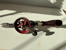 Miller Falls Tools No. 5 Hand Drill Egg Beater with Red Wheel and Wood Handle picture