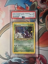 2000 POKEMON NEO GENESIS #6 HERACROSS-HOLO PSA 8 BIG SWIRL picture