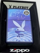 Playboy Bunny Ripple Blue Water Navy Blue Matte Zippo Lighter New 48745 picture
