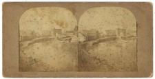 OHIO STEREOVIEW - Zanesville - Canal & Mill - JQA Tresize 1860s RARE picture
