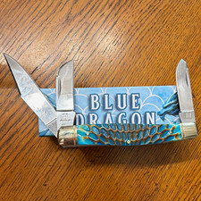 Hand Fired Rough Rider Blue Dragon RR2715 3-Blade Slipjoint Clip Point Blue picture