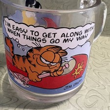 Vtg 78 McDonalds Garfield Glass Mug I'm Easy to Get Along With Anchor Hoking Cup picture