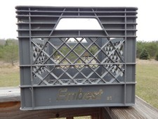 Vintage Embest Gray Plastic Milk Crate 1991 Erie Crate picture