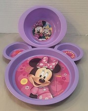 The First Years Purple 💜Disney Minnie Mouse Ears Divided Children's Plate /Bowl picture