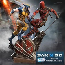 3D Printed Deadpool vs Wolverine Inspired Fan Art - 3D Handmade Statue picture