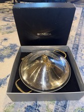 ONEIDA Apples And Twigs Covered Casserole Dish Stainless Steel 10.5x2 Deep ROUND picture