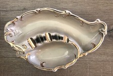 Vintage Lefton Ashtray Hollywood Regency #3357 Gray Gold Trim Made In Japan picture