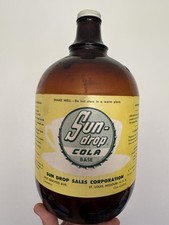 Vintage Sun Drop Cola Fountain Syrup 1 Gallon Amber Duraglas Jug St Louis 1956 picture