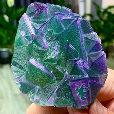 215G Natural  green purple cubic Zhejiang fluorite mineral sample crystal picture