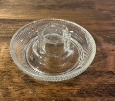 Vintage Clear Pressed Glass Chicken Waterer Base Poultry Feeder Dish Ribbed picture
