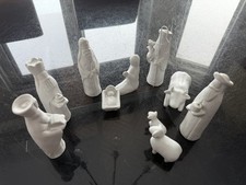 Pottery Barn Ceramic nativity Christmas  set 10 missing 1 sheep  New in open box picture