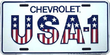 104 Chevrolet USA-1 Embossed Metal Auto Tag 6 X 12 picture