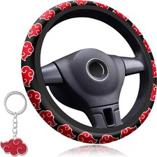 14.5-15 Inch Anime Red Cloud Naturo Akatsuki Steering Wheel Cover picture