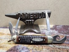 CASE XX USA 2 DOT 1988 JIGGED BROWN DELRIN SCOUT CAMPERS KNIFE 640045R  picture
