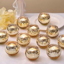 Gold Mercury Glass Votive Candle Holders 36 Pack 2 Inch Tealight Table Decor picture