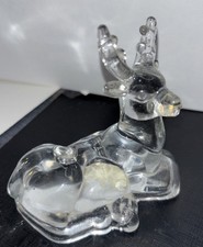 Vintage Bidermann &Son Crystal Buck Deer figurine Resting Christmas Candle Hole picture