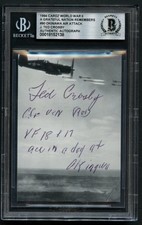 J Ted Crosby signed autograph 2.5x3.5 cut Okinawa Air Attack WWII BAS Slabbed picture