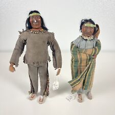 ATQ c1910 Native American Indian Couple Man Woman Baby Papoose 8” Dolls RARE picture