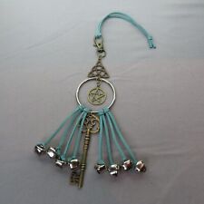 WITCH BELLS For Door Bronze Teal Celtic Knot Pentacle Wiccan Decor Protection picture