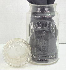 Vintage Planters Peanuts Glass Jar 1981 75th Anniversary Collectible Stash Jar picture