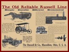1912 Russell Traction Engine, Threshing Machine NEW Metal Sign: 12x16
